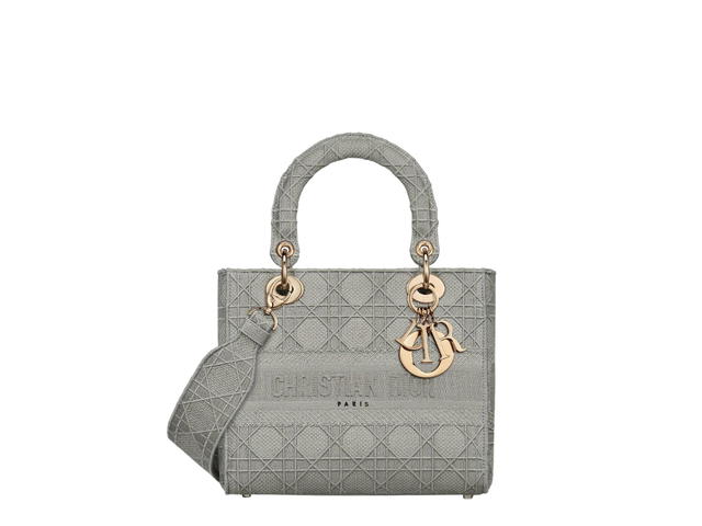 Dior Dior Medium Lady D-Lite Bag Gray Cannage Embroidery - view 1