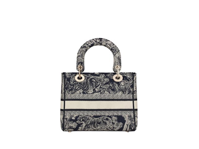 Dior Dior Medium Lady D-Lite Bag In Blue Toile de Jouy Reverse Embroidery - view 2