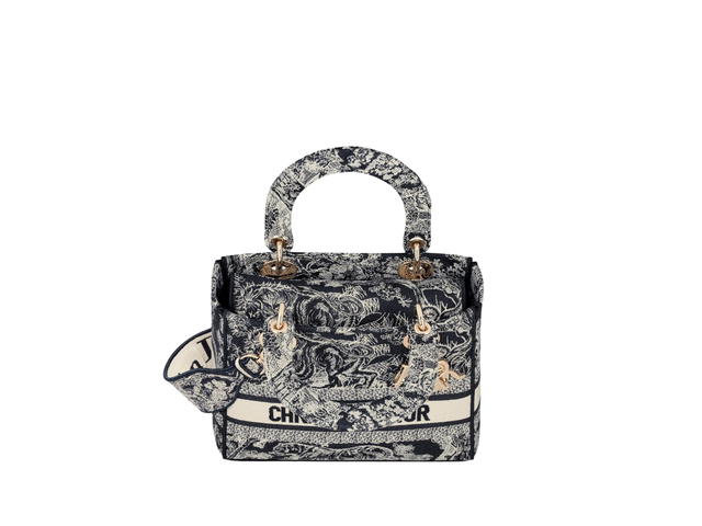 Dior Dior Medium Lady D-Lite Bag In Blue Toile de Jouy Reverse Embroidery - view 3
