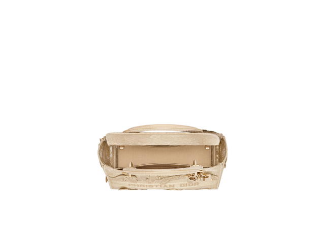 Dior Dior Medium Lady D-Lite Bag In Gold-Tone D-Lace Butterfly Embroidery With 3d Macramé Effect - view 3