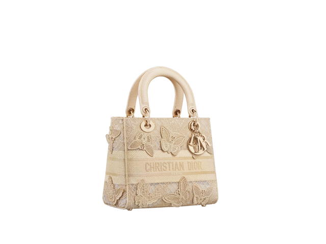 Dior Dior Medium Lady D-Lite Bag In Gold-Tone D-Lace Butterfly Embroidery With 3d Macramé Effect - view 4