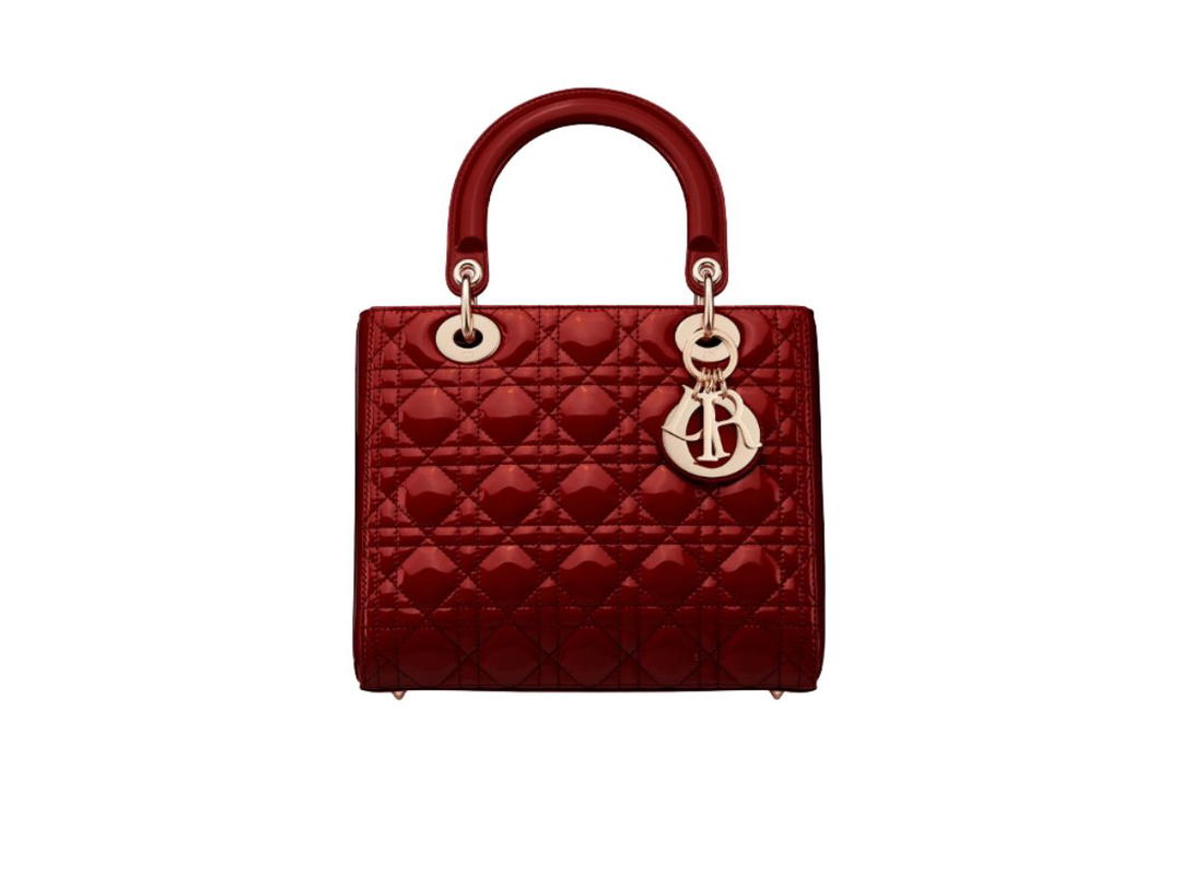 Dior Dior Medium Lady Dior Bag Cherry Red Patent Cannage Calfskin