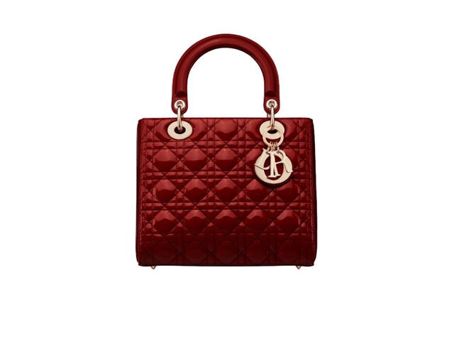 Dior Dior Medium Lady Dior Bag Cherry Red Patent Cannage Calfskin - view 1