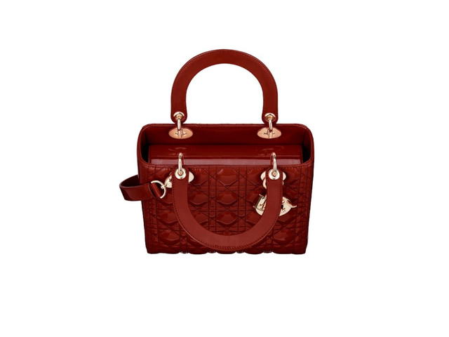 Dior Dior Medium Lady Dior Bag Cherry Red Patent Cannage Calfskin - view 3