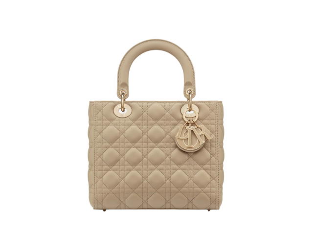 Dior Dior Medium Lady Dior Bag In Beige Cannage Lambskin With Gold Hardware - view 1