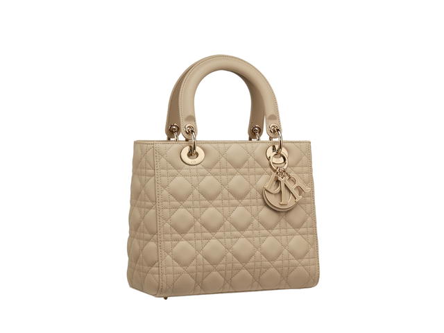 Dior Dior Medium Lady Dior Bag In Beige Cannage Lambskin With Gold Hardware - view 2
