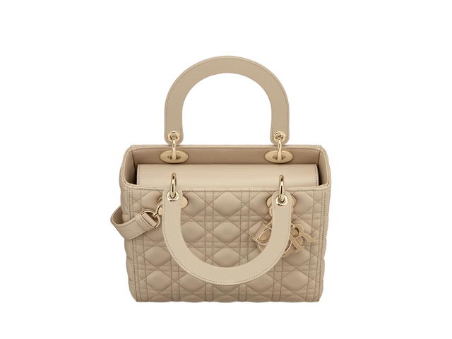 Dior Dior Medium Lady Dior Bag In Beige Cannage Lambskin With Gold Hardware - view 3