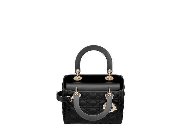 Dior Dior Medium Lady Dior Bag In Black Cannage Calfskin With Gold-Finish Metal Hardware - view 3