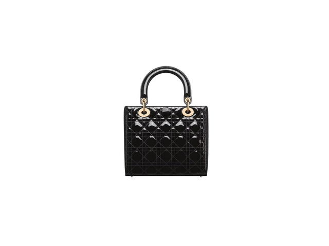 Dior Dior Medium Lady Dior Bag In Black Patent Cannage Calfskin - view 2