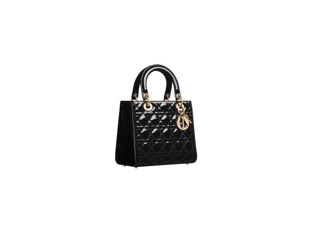 Dior Dior Medium Lady Dior Bag In Black Patent Cannage Calfskin - view 3