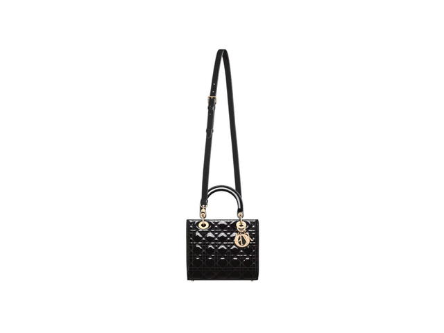 Dior Dior Medium Lady Dior Bag In Black Patent Cannage Calfskin - view 5