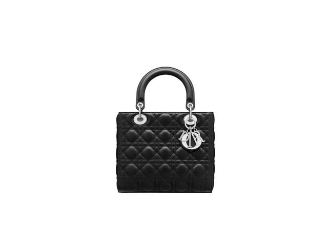 Dior Dior Medium Lady Dior Bag In Cannage Lambskin With Silver-Finish Metal Black - view 1