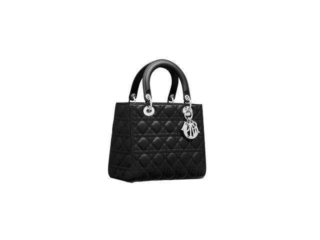 Dior Dior Medium Lady Dior Bag In Cannage Lambskin With Silver-Finish Metal Black - view 2