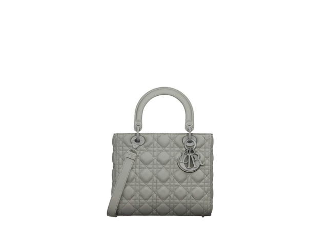 Dior Dior Medium Lady Dior Bag In Ultramatte Gray Stone Cannage Calfskin - view 1