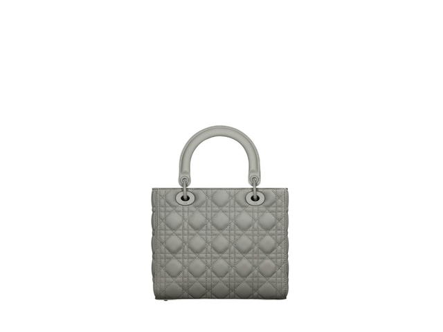 Dior Dior Medium Lady Dior Bag In Ultramatte Gray Stone Cannage Calfskin - view 2