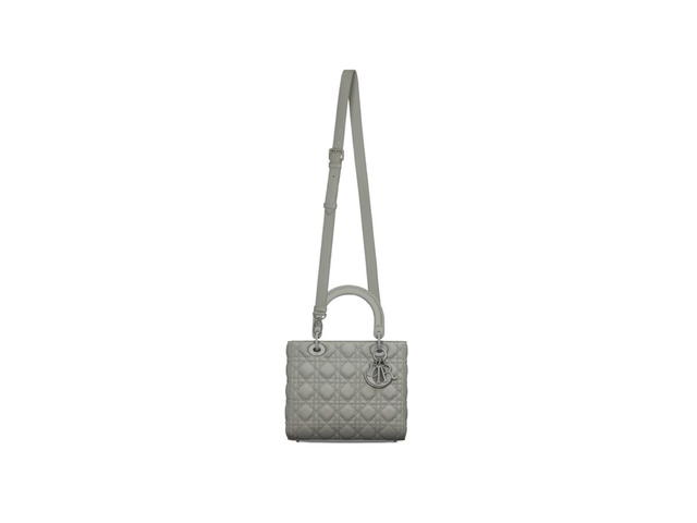 Dior Dior Medium Lady Dior Bag In Ultramatte Gray Stone Cannage Calfskin - view 3