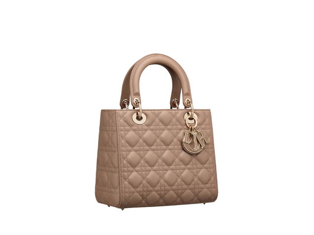 Dior Dior Medium Lady Dior Bag In Warm Taupe Cannage Lambskin Gold Hardware - view 2