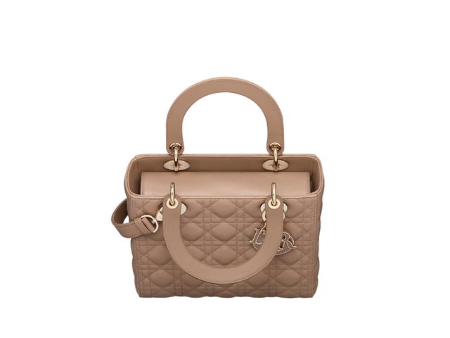 Dior Dior Medium Lady Dior Bag In Warm Taupe Cannage Lambskin Gold Hardware - view 3