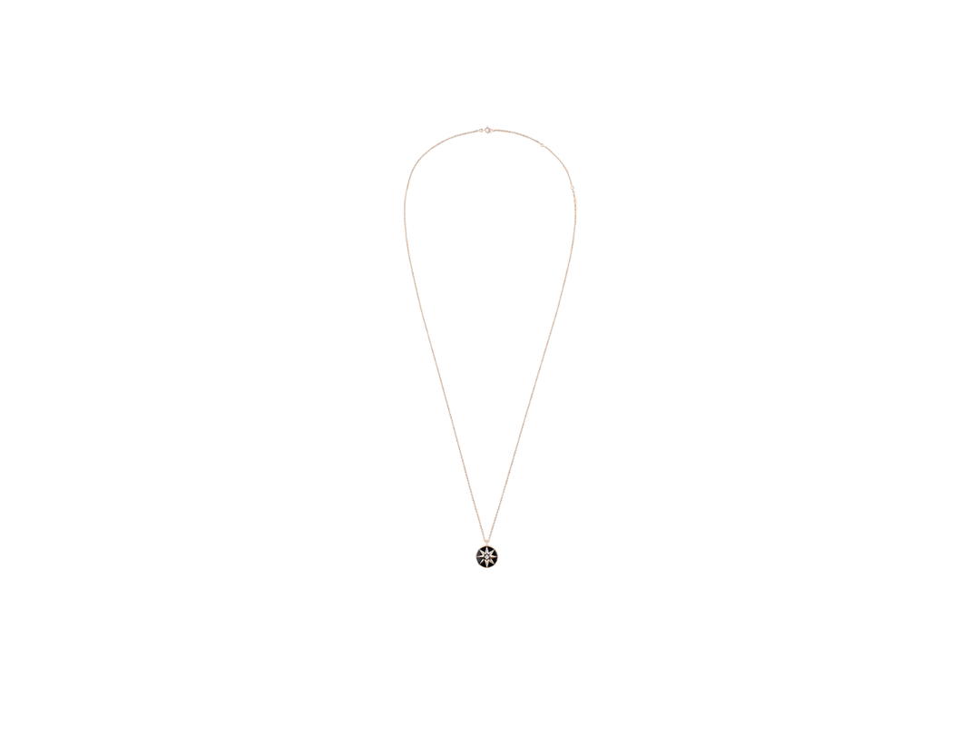 Dior Dior Medium Rose Des Vents Medallion In Pink Gold Diamond And Onyx Hardware Pink Gold