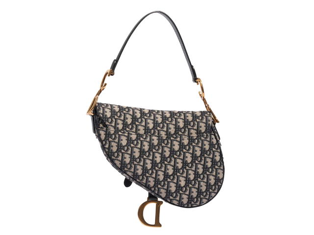 Dior Dior Medium Saddle Bag In Blue Dior Oblique Jacquard With Gold Hardware - view 2