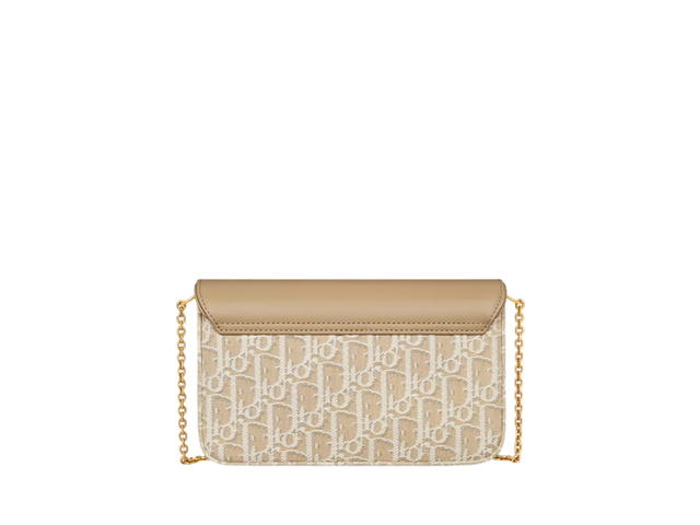 Dior Dior Medium Saddle Pouch With Chain In Smooth Calfskin Leather And Dior Oblique Jacquard With Gold Hardware Natural - view 2