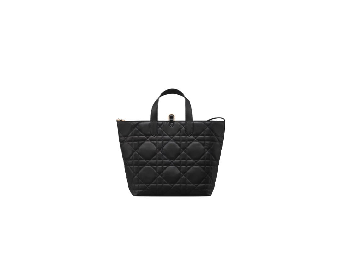 Dior Dior Medium Toujours Vertical Tote Bag In Black Macrocannage Calfskin