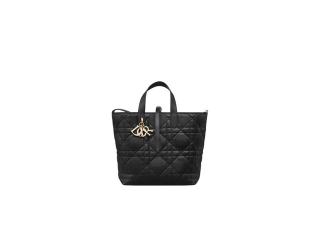 Dior Dior Medium Toujours Vertical Tote Bag In Black Macrocannage Calfskin - view 2