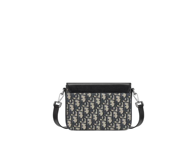 Dior Dior Messenger Pouch In Beige Black Oblique Galaxy With Ruthenium-Finish Brass - view 2