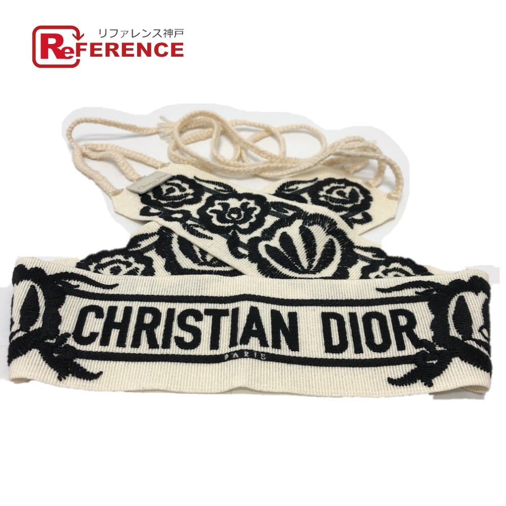 Dior Dior mexican flower belt embroidery Logo embroidery belt Canvas White/Black