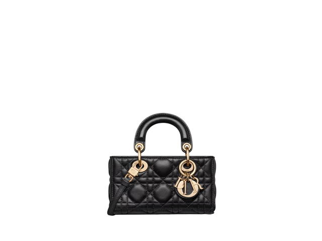 Dior Dior Micro Lady D-Joy Bag In Cannage Lambskin With Gold-Finish Metal Hardware Black - view 1