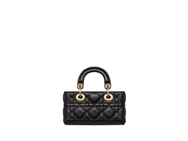 Dior Dior Micro Lady D-Joy Bag In Cannage Lambskin With Gold-Finish Metal Hardware Black - view 2