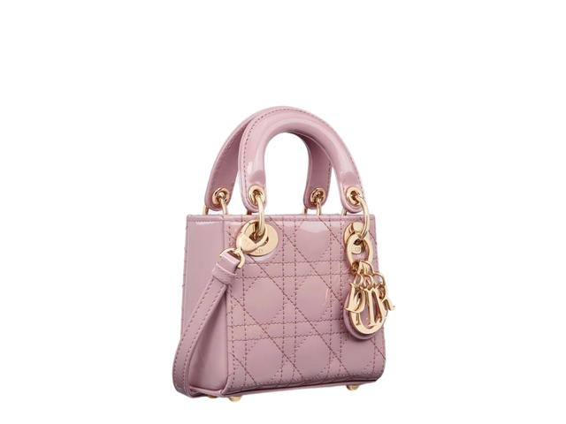 Dior Dior Micro Lady Dior Bag Antique Pink Patent Cannage Calfskin - view 2