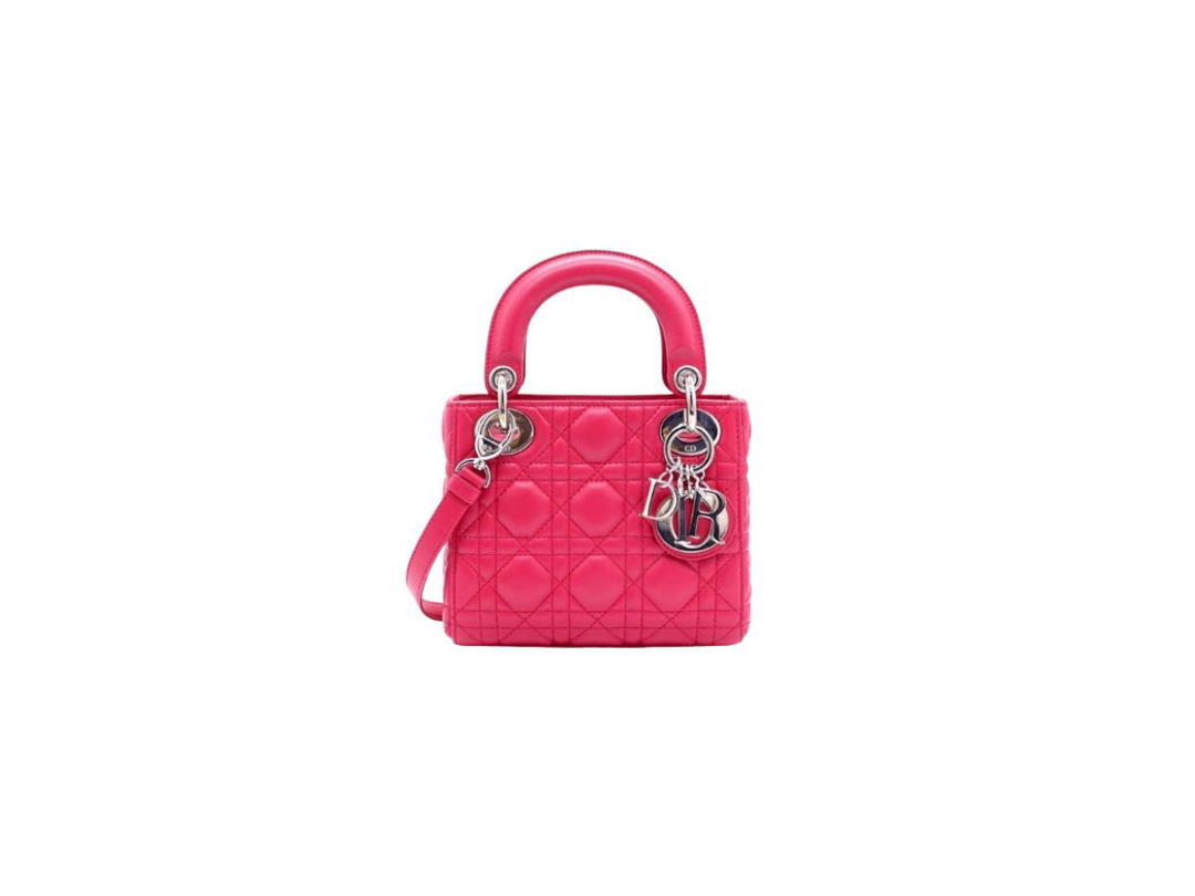 Dior Dior Micro Lady Dior Bag Bright Pink Cannage Lambskin Silver Hardware