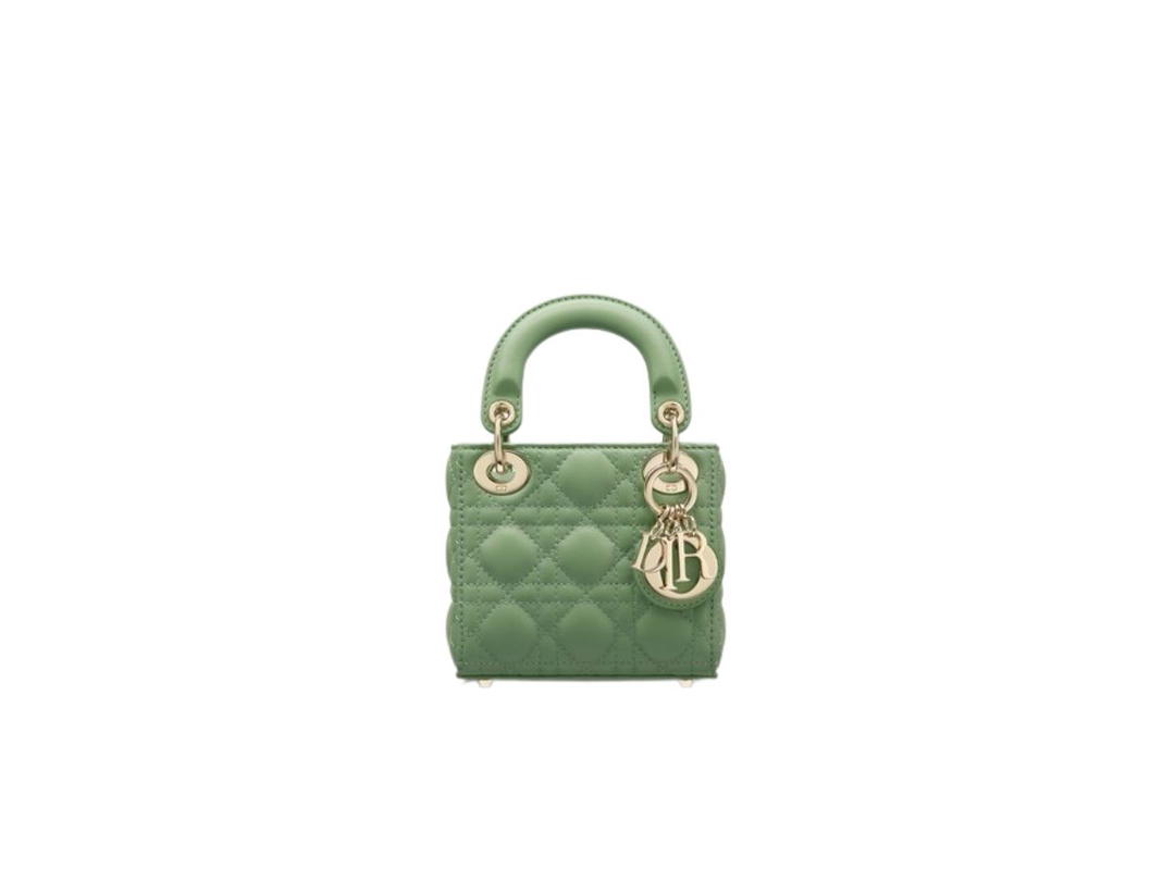 Dior Dior Micro Lady Dior Bag In Dark Mint Cannage Lambskin