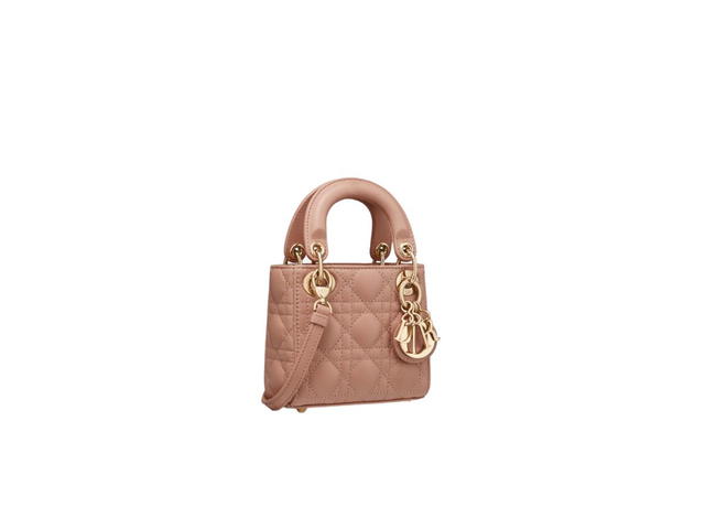 Dior Dior Micro Lady Dior Bag In Rose Des Vents Lambskin With Signature Cannage Topstitching - view 2