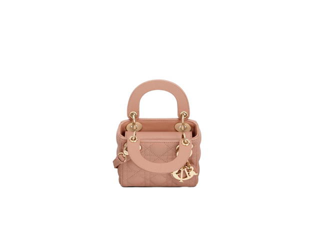Dior Dior Micro Lady Dior Bag In Rose Des Vents Lambskin With Signature Cannage Topstitching - view 3