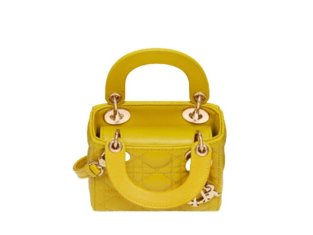 Dior Dior Micro Lady Dior Bag Mustard Yellow Cannage Lambskin - view 3