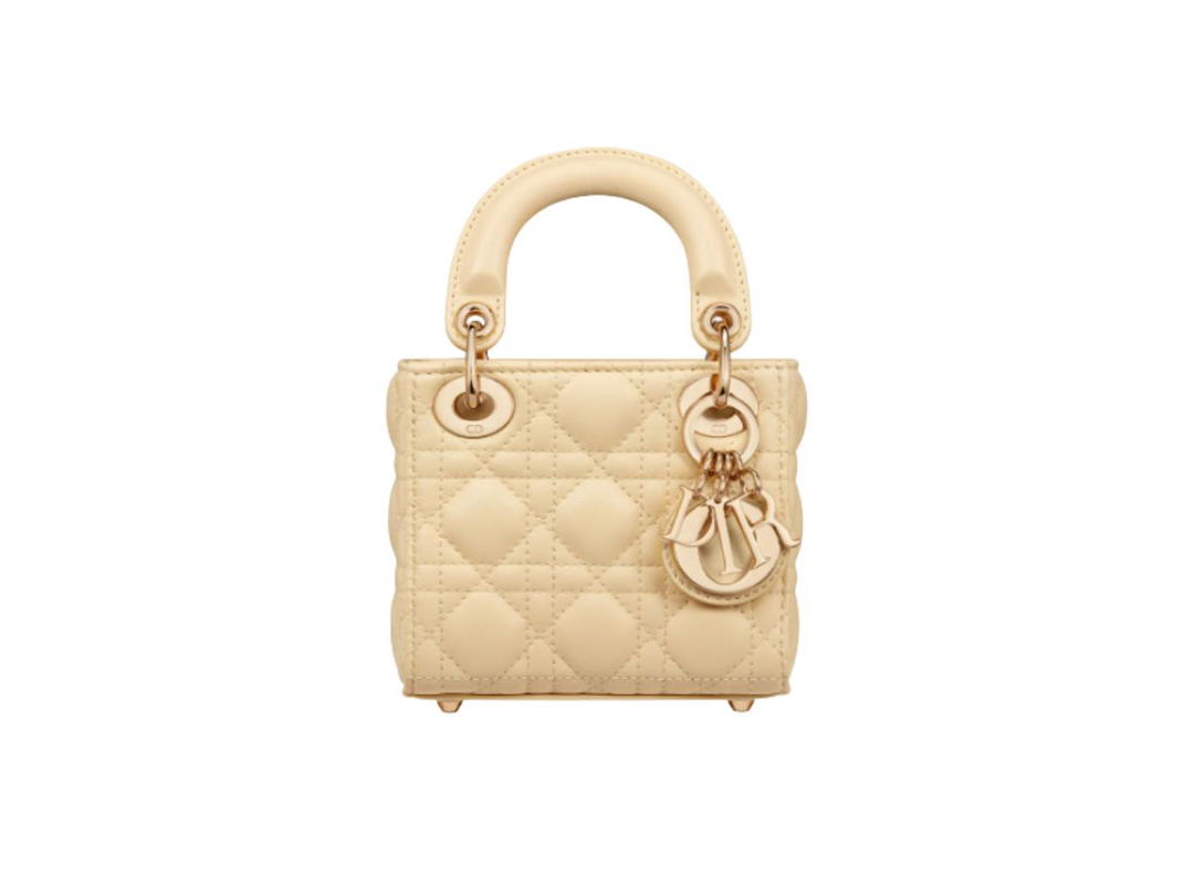 Dior Dior Micro Lady Dior Bag In Pale Yellow Cannage Lambskin