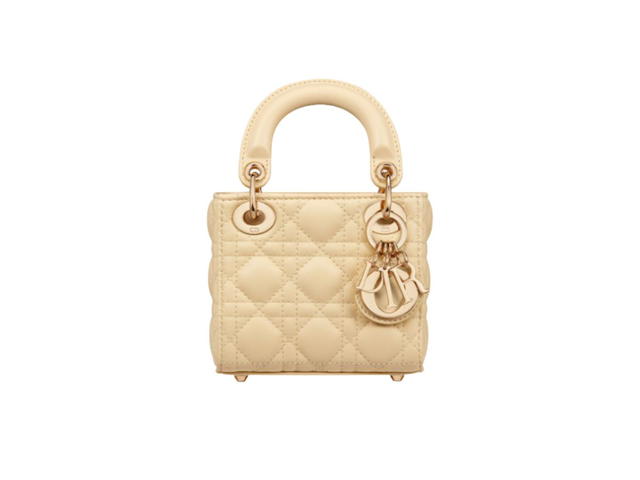 Dior Dior Micro Lady Dior Bag In Pale Yellow Cannage Lambskin - view 1