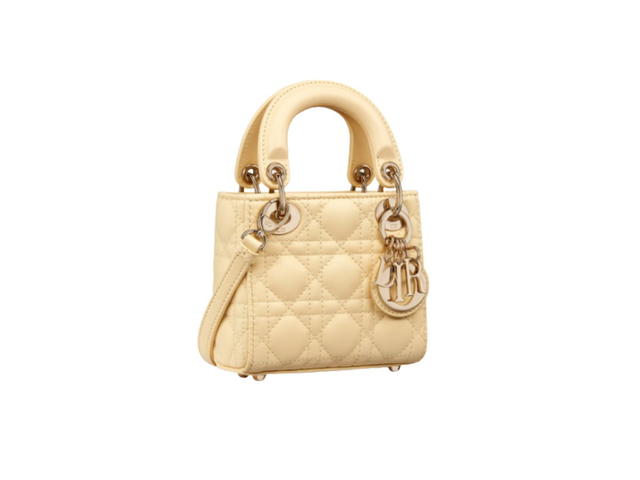 Dior Dior Micro Lady Dior Bag In Pale Yellow Cannage Lambskin - view 2
