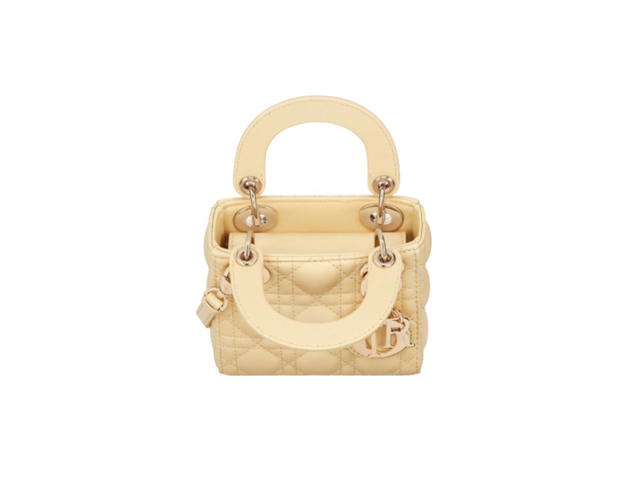 Dior Dior Micro Lady Dior Bag In Pale Yellow Cannage Lambskin - view 3