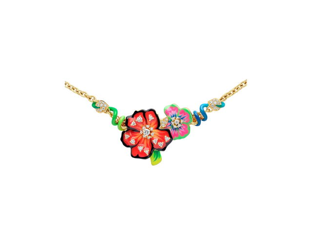 Dior Dior Milly Carnivora Necklace In Yellow Gold Diamonds And Lacquer - view 2