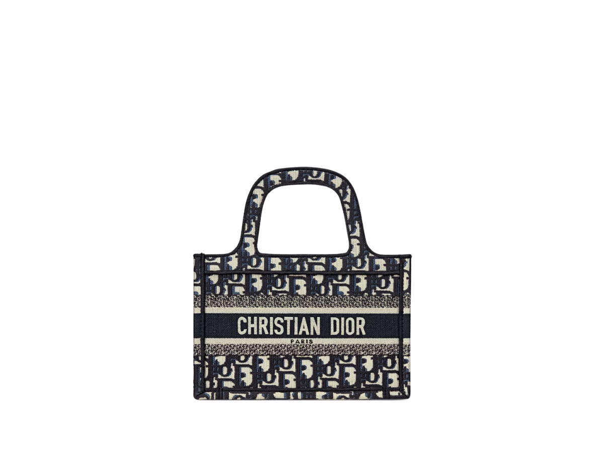 Dior Dior Mini Dior Book Tote In Blue Dior Oblique Embroidery