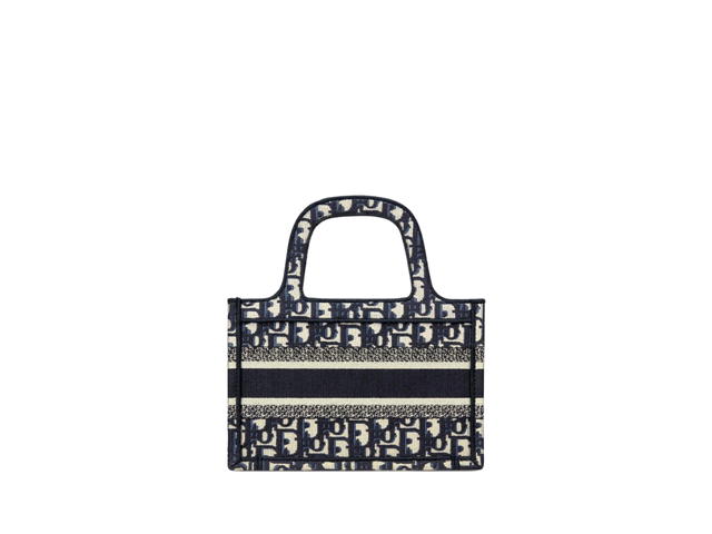Dior Dior Mini Dior Book Tote In Blue Dior Oblique Embroidery - view 2