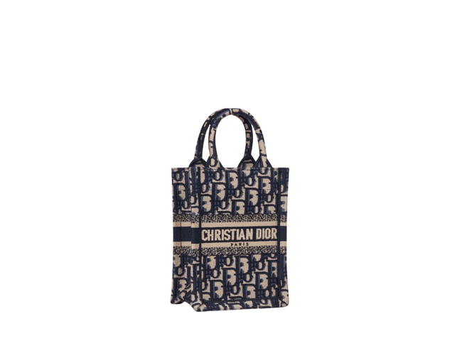 Dior Dior Mini Dior Book Tote Phone Bag Blue Dior Oblique Embroidery - view 2