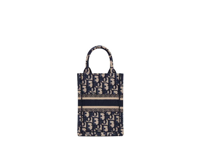 Dior Dior Mini Dior Book Tote Phone Bag Blue Dior Oblique Embroidery - view 3