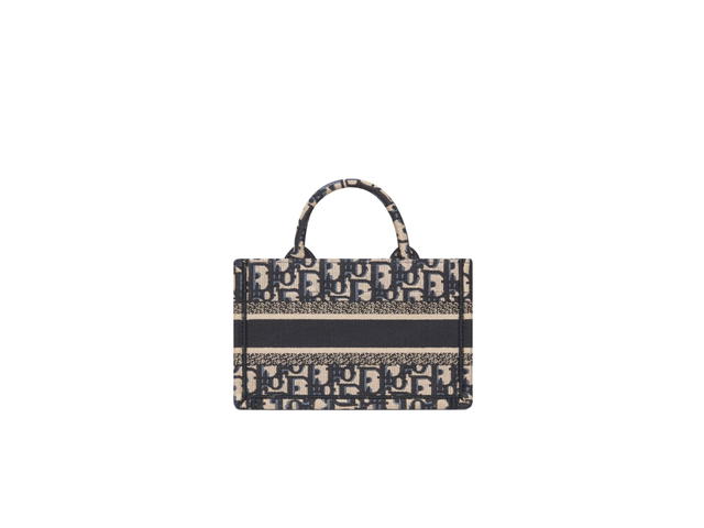 Dior Dior Mini Dior Book Tote With Strap In Blue and Beige Dior Oblique Embroidery With Pale Gold-Finish Metal - view 2