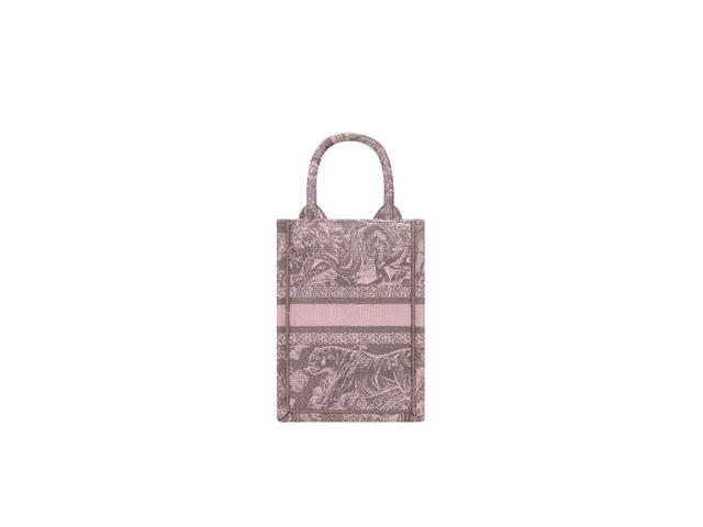 Dior Dior Mini Dioriviera Dior Book Tote Phone Bag In Gray And Pink Toile De Jouy Reverse Embroidery - view 2