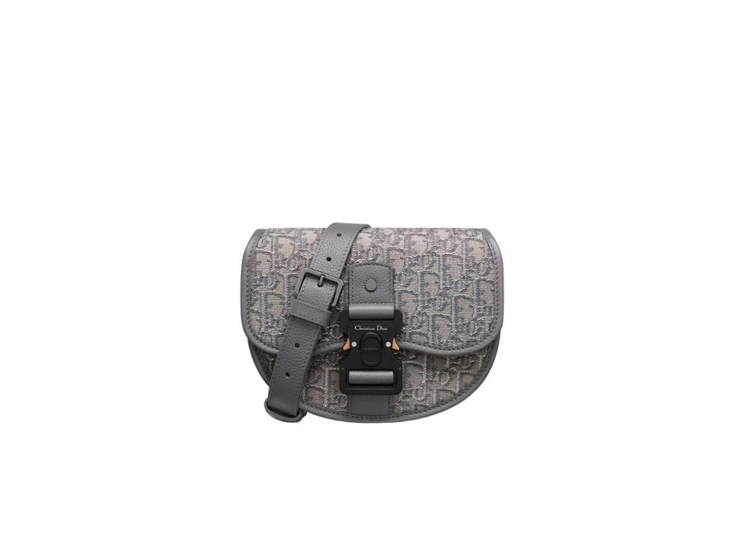 Dior Dior Mini Gallop Bag With Strap In Ruthenium-Colored Dior Oblique Jacquard