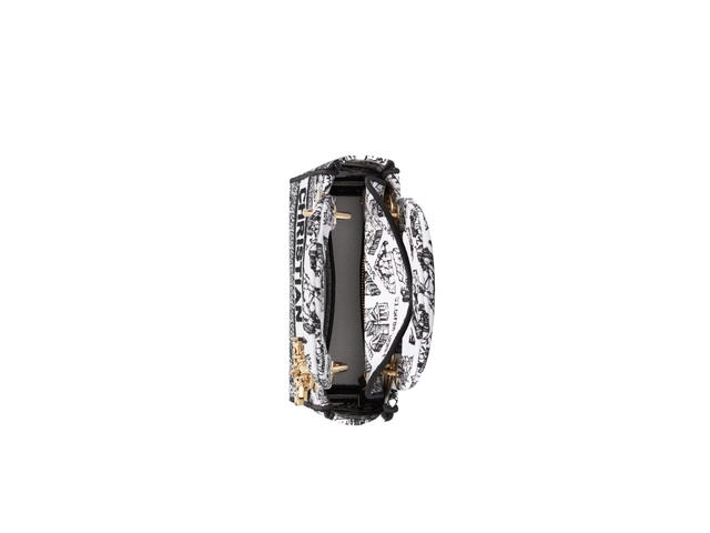 Dior Dior Mini Lady D-Lite Bag In White and Black Plan de Paris Embroidery With Gold-Finish Metal Hardware - view 3